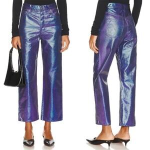 NEW Levi’s Premium purple metallic iridescent Ribcage straight ankle jeans, 26